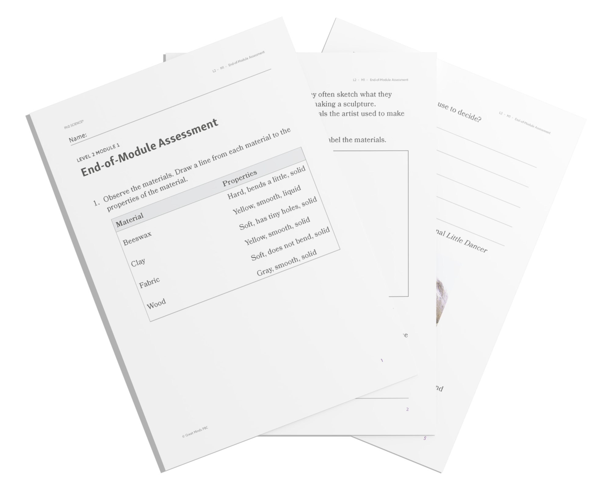 Sample pages of a PhD Science End-of-Module Assessment